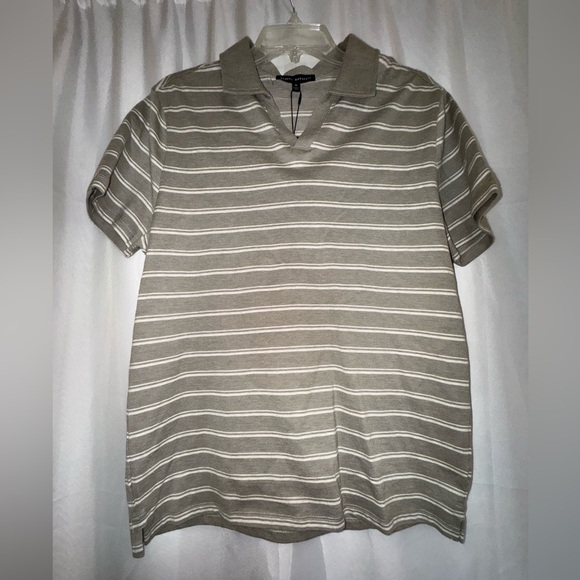 Robert Barakett Men's Myer open collar olive/tan Polo Shirt. Size Medium. NWT - Picture 3 of 10